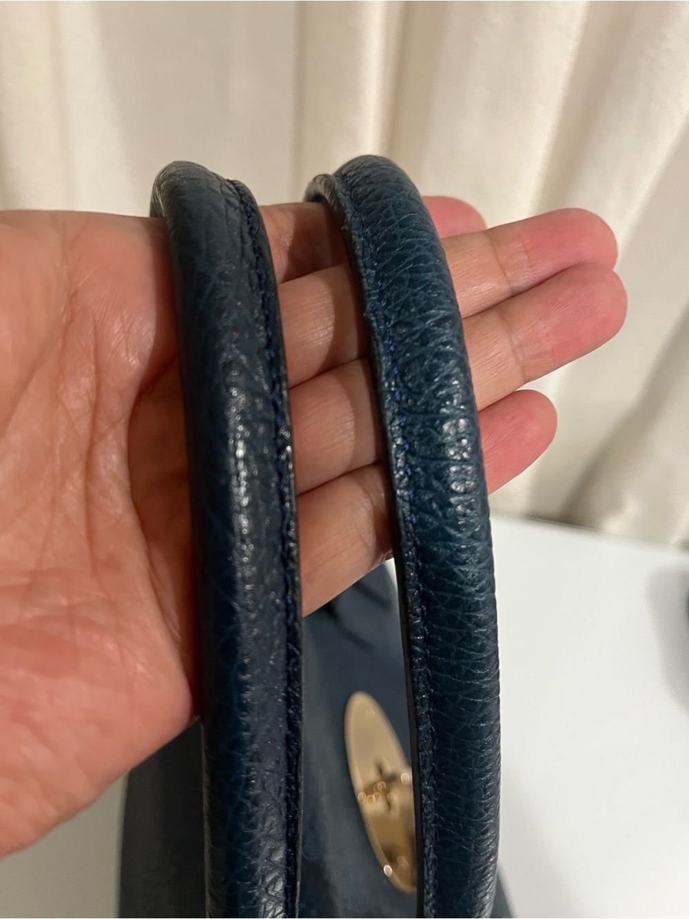 MULBERRY PETROL BLUE GRAINED LEATHER BAYSWATER - Picture 3 of 12